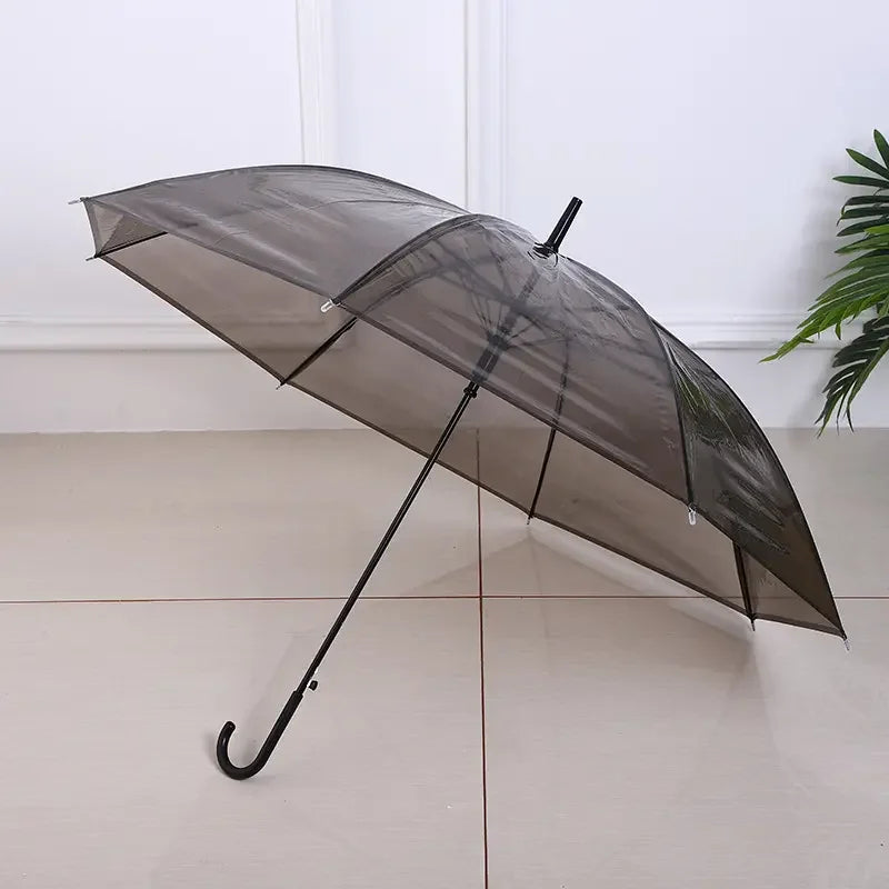 Custom Long Straight Transparent PVC Automatic Control Wedding and Advertising Umbrella Cheap Iron Frame Sun Decor for Travel