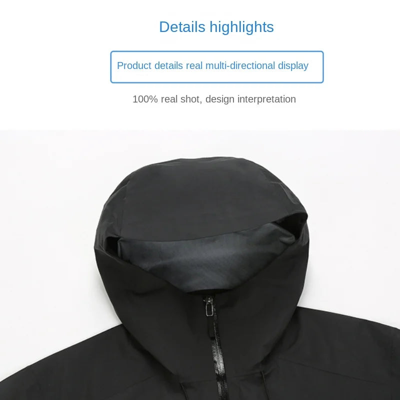 2025 New Men's Women's Couple's Three-in-One Hard Shell Jacket for Spring Autumn Outdoor Hiking Stand Collar with Zipper Closure
