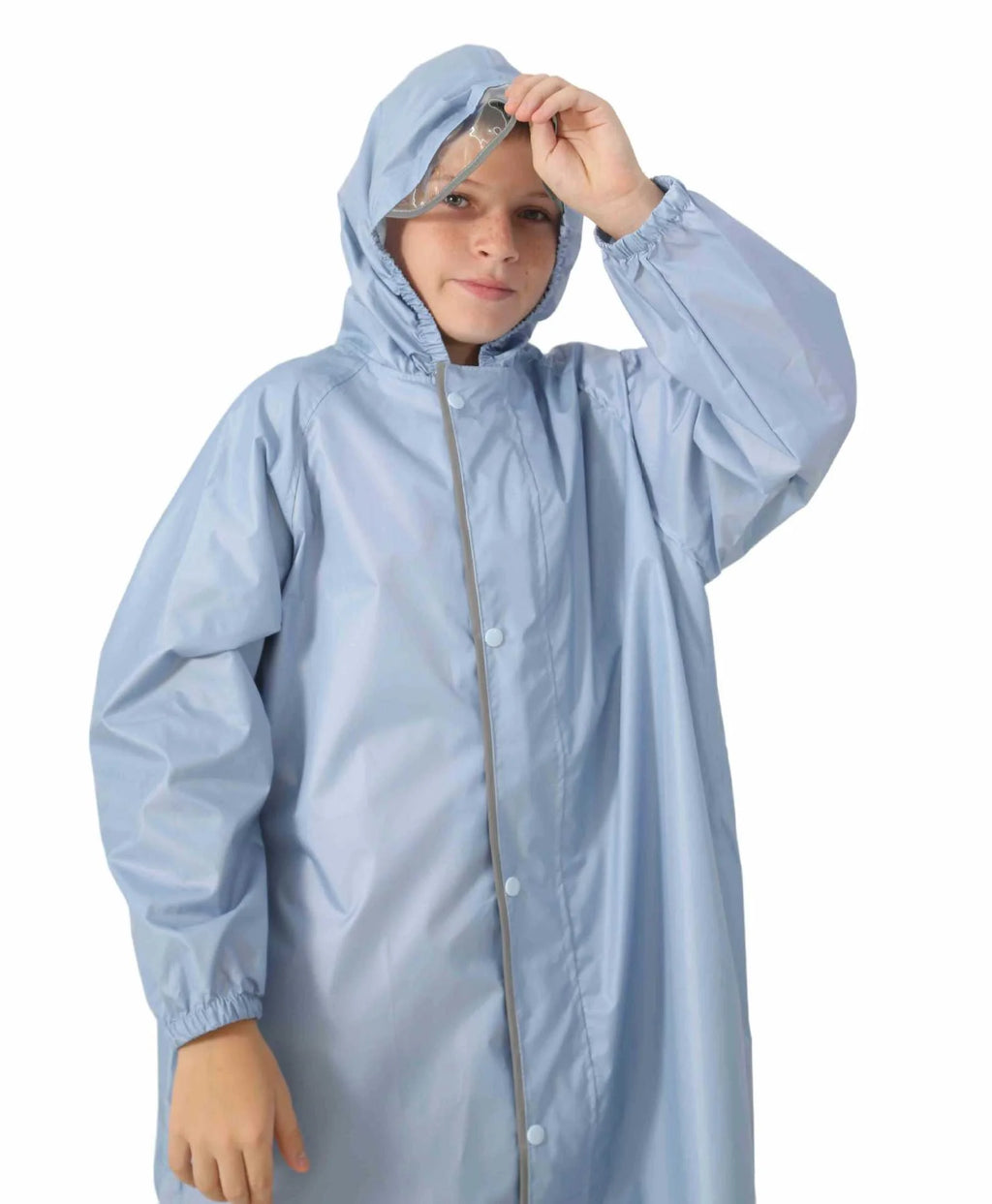 Outdoor Durable Lightweight Reusable Waterproof Rain Poncho Raincoat for Boys Girls with Reflective Design for Back School Tours