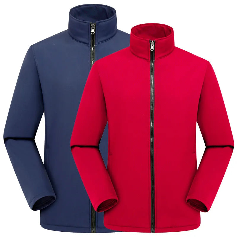 Men's Women's Outdoor Stand Cardigan Jacket Soft Shell Waterproof Windproof for Autumn Winter Sports Casual Plus Size Zipper