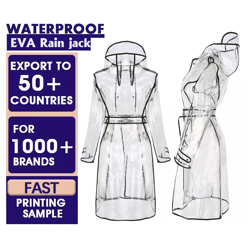 Unisex Clear Waterproof Rainwear Adult Rain Coat,Fashion Design Hooded Transparent Plastic Raincoat Rain Gear Outdoor Activities