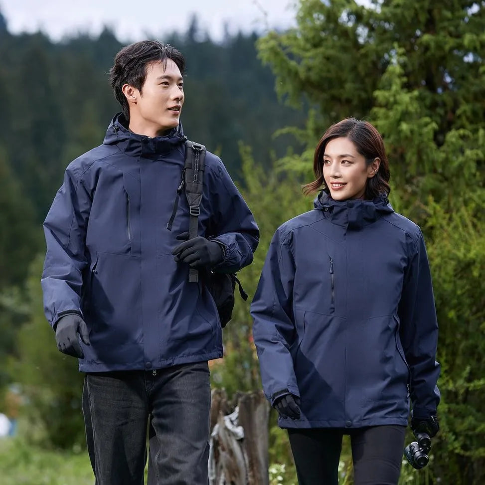 3XL Outdoor Winter Work Jacket Zipper Closure Waterproof Windproof Breathable Solid Pattern Logo Removable Padded Button