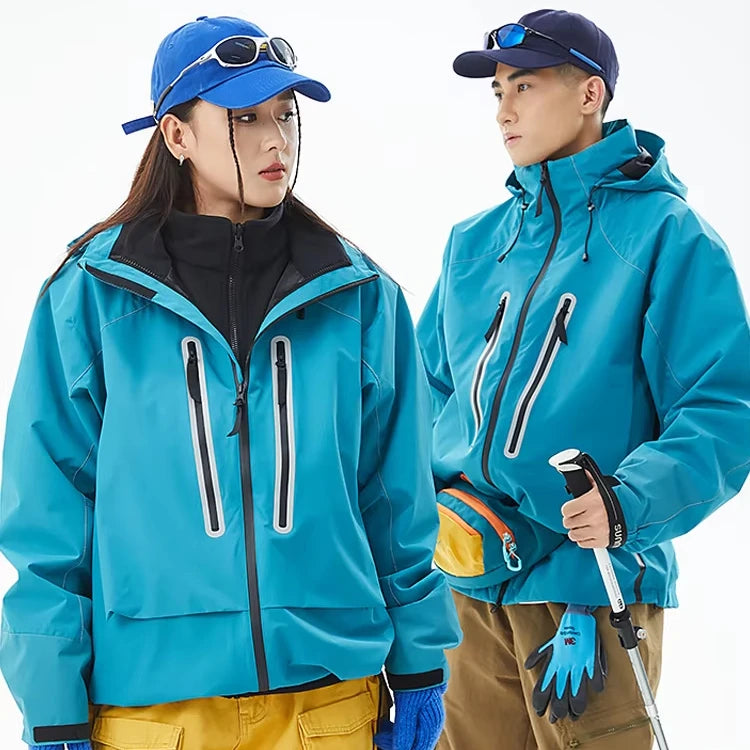 Solid Color Zipper Closure XL Size Casual Eco-Friendly Waterproof Jacket for Men Teenagers Canvas Fabric Front Logo Cotton Liner