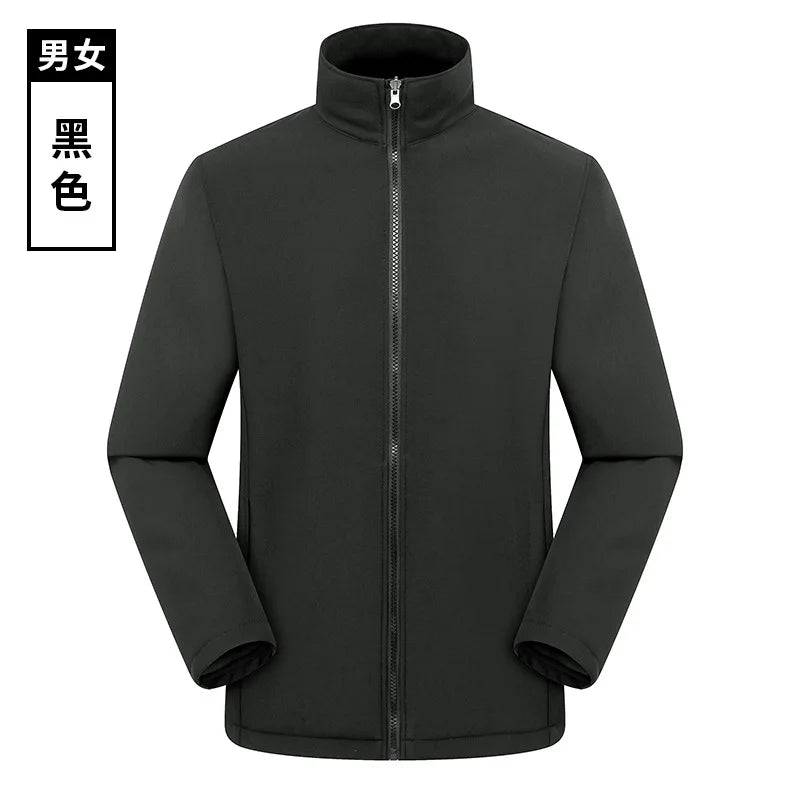 Men's Women's Outdoor Stand Cardigan Jacket Soft Shell Waterproof Windproof for Autumn Winter Sports Casual Plus Size Zipper