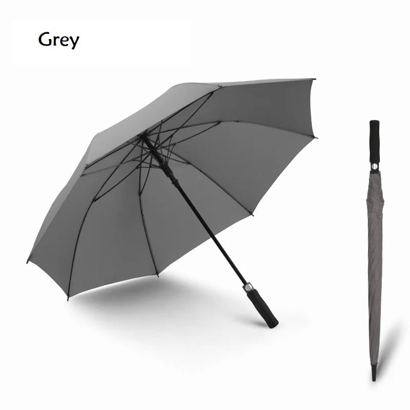 Business Luxury Golf Umbrella With UV Printed 27inch 8K Straight 120CM-130CM Windproof Pongee Fabric EVA Handle Rain Umbrella