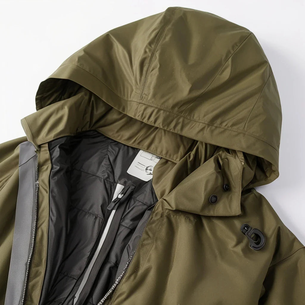 Unisex Dark Brown Polyester Pongee Windbreaker Thick Insulated Waterproof Outdoor Winter Coat Raincoat Jacket Rainwear