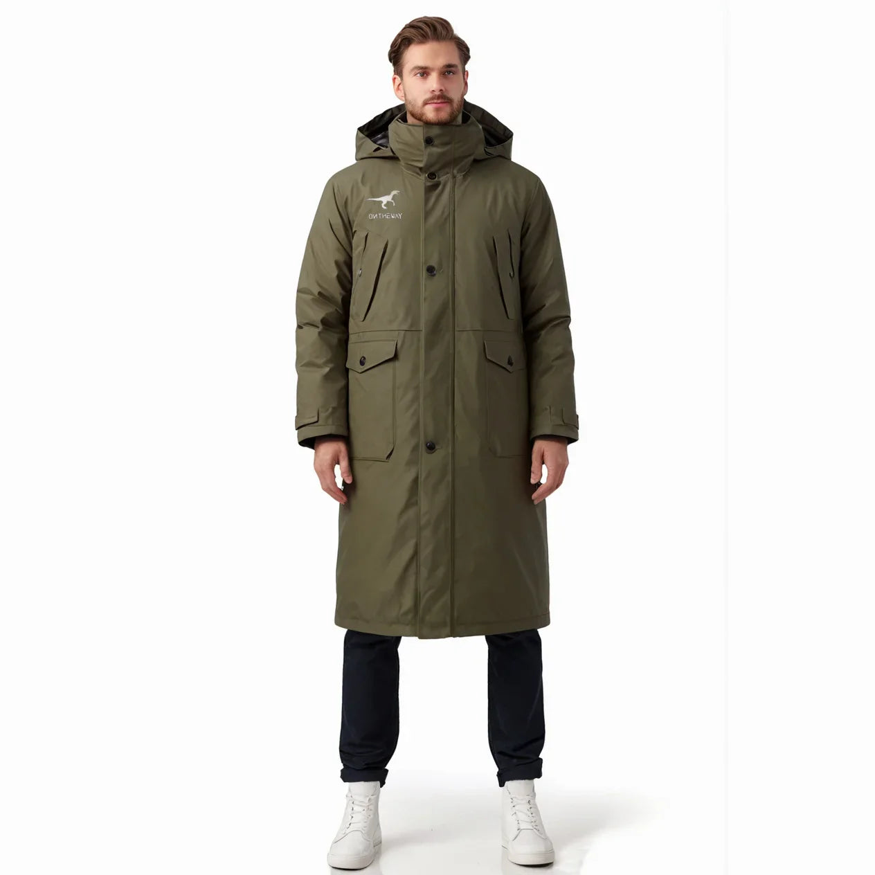 Unisex Dark Brown Polyester Pongee Windbreaker Thick Insulated Waterproof Outdoor Winter Coat Raincoat Jacket Rainwear